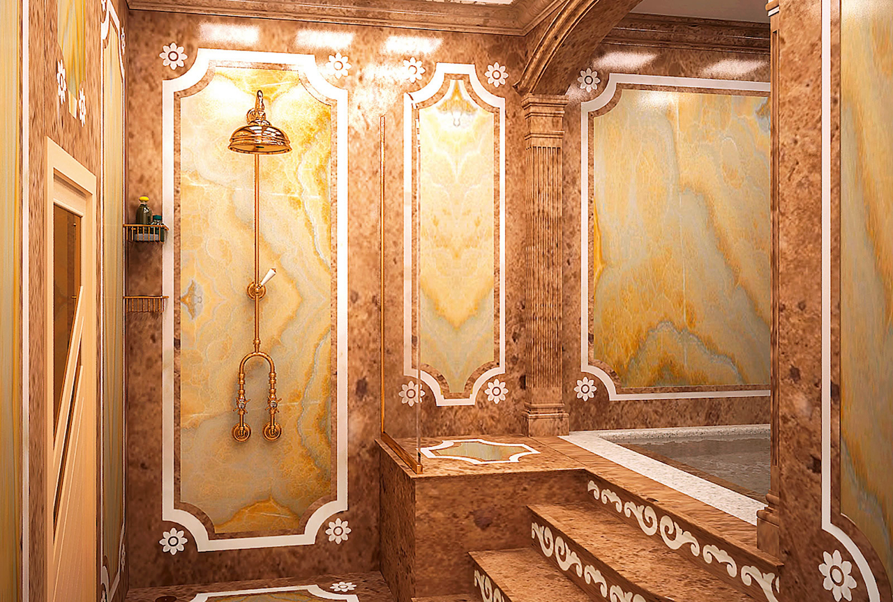 ванная комната из натурального камня